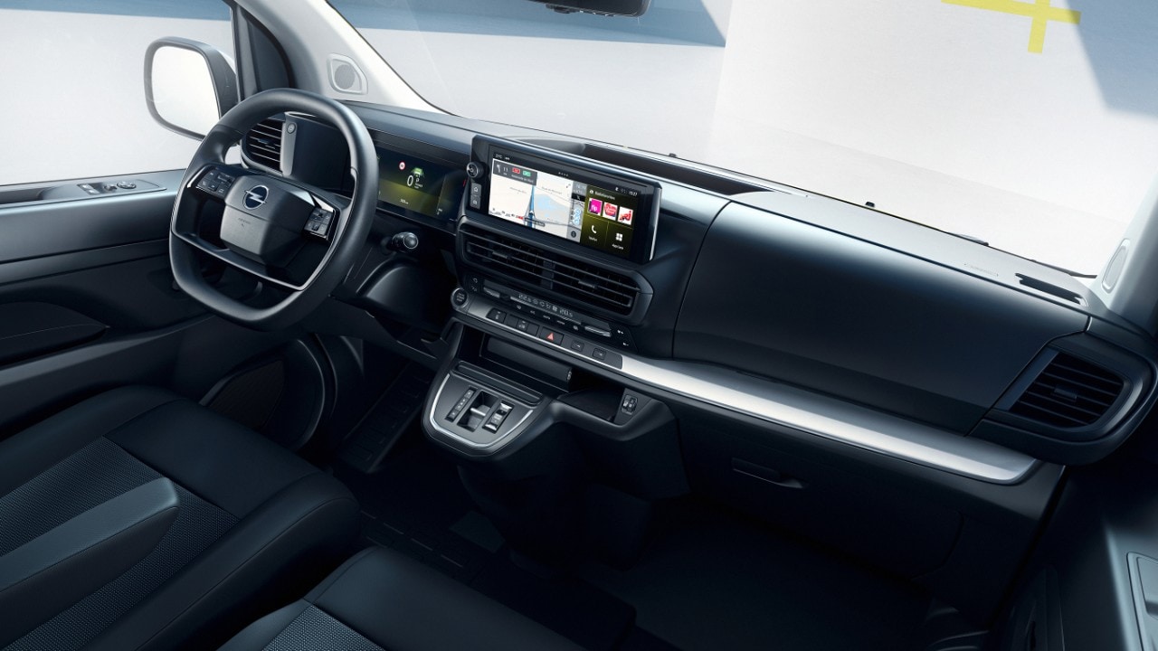 Interieur van een nieuwre Opel Vivaro